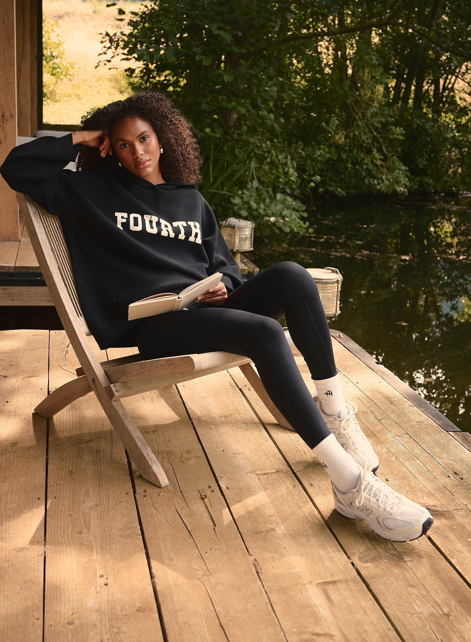 Black Oversized Fourth Knitted Hoodie